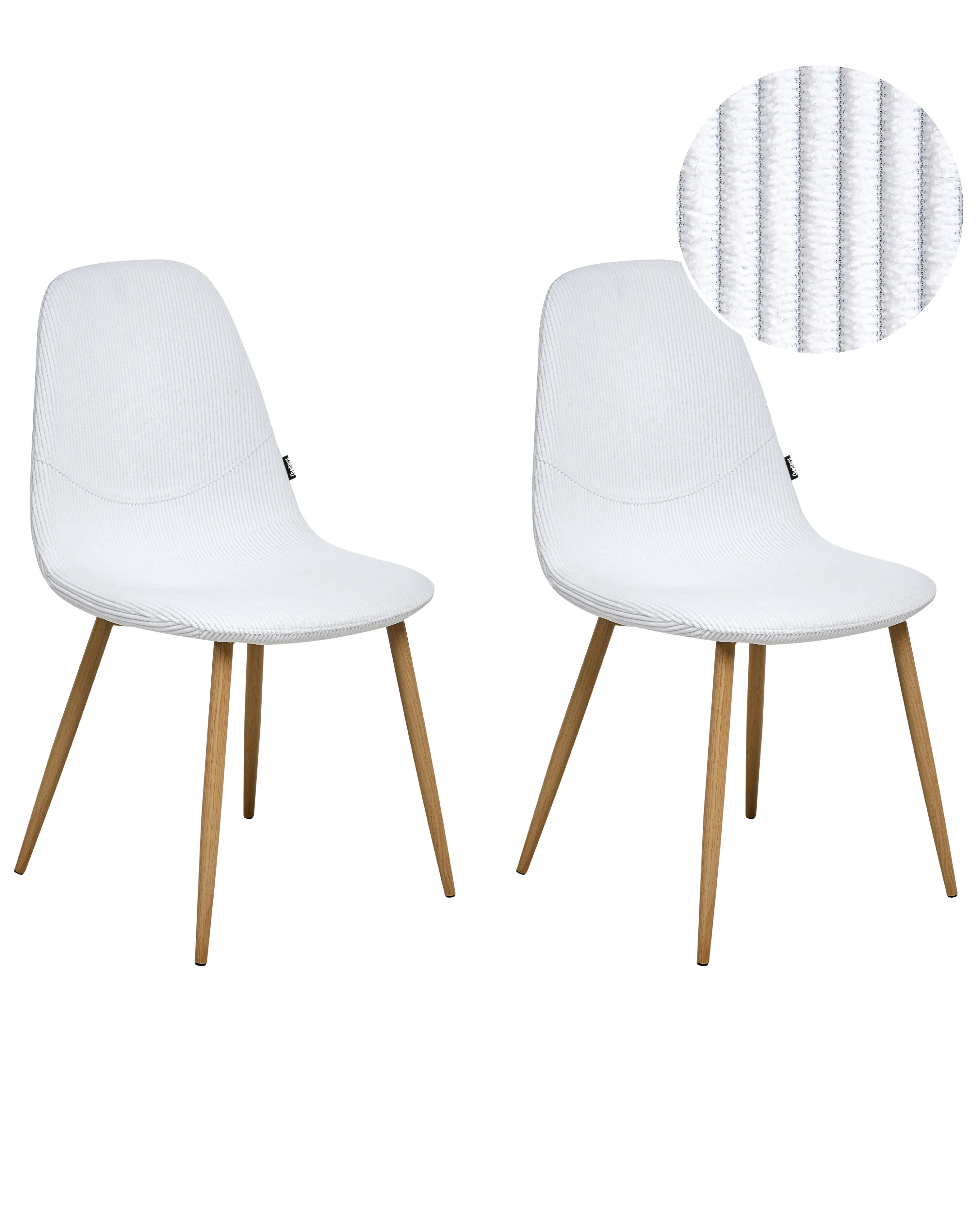 Set of 2 Dining Chairs HILDEN Corduroy White