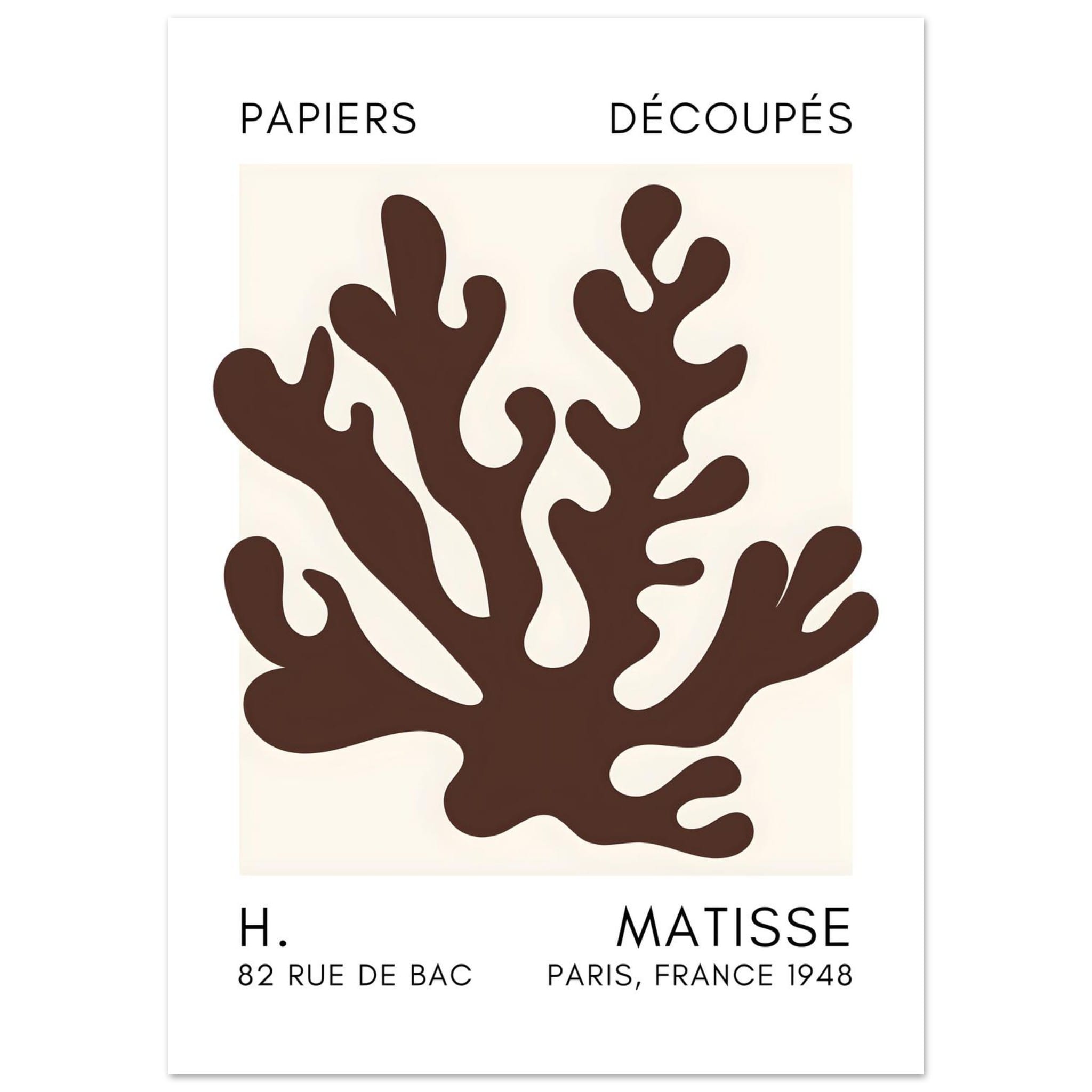 Artfulprints Poster Matisse – Saltflower shapes brown  - 50x70 cm - Bruin