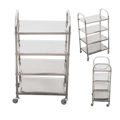 SOGA 2X 4 Tier Stainless Steel Kitchen Dining Food Cart Trolley Utility 860x540x1170mm