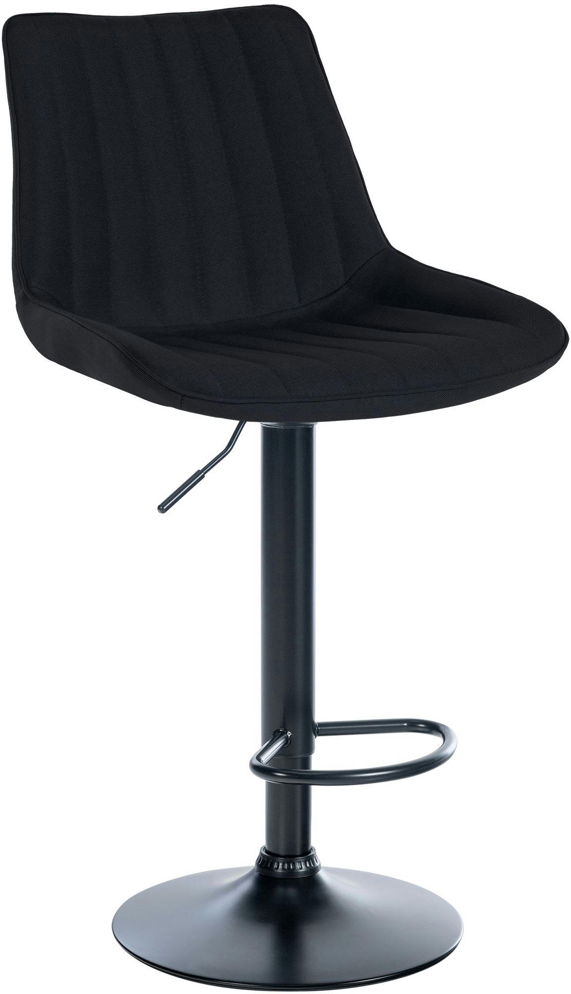 TONI - Tabouret de bar en tissu ajustable pivotant tissu Noir