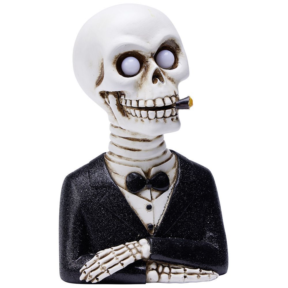 Squelette gentleman Halloween LED polyrésine noir et blanc