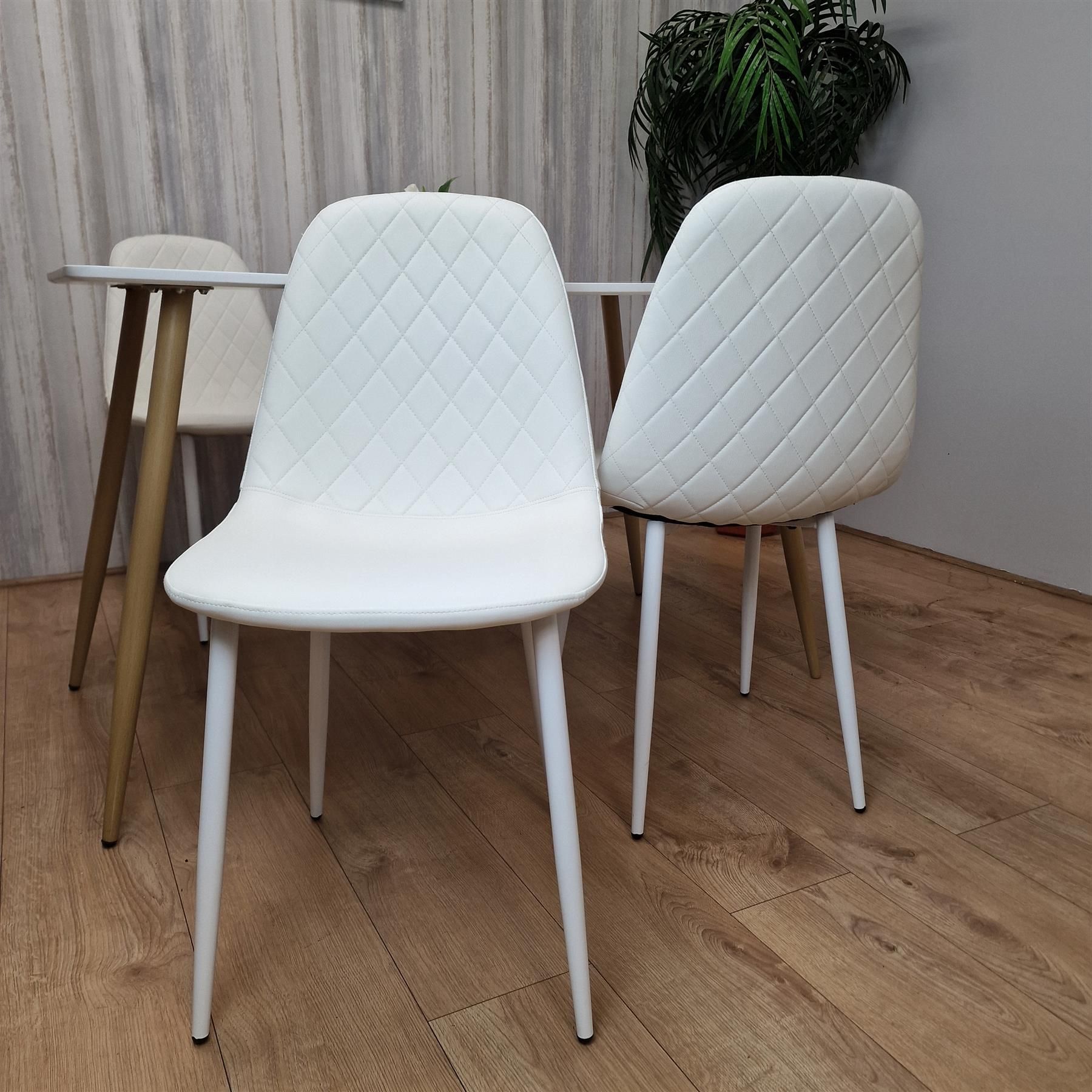 KOSY KOALA Modern Rectangle White Dining Table Set With 4 White Chairs Dining Room Furniture