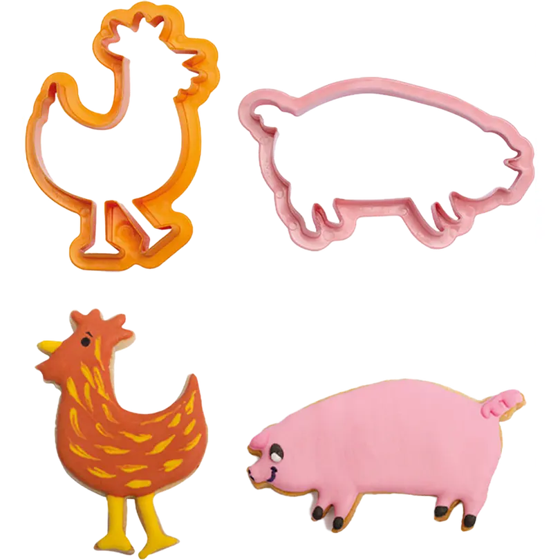 Ausstecher 4er-Set Bauernhof-Tiere