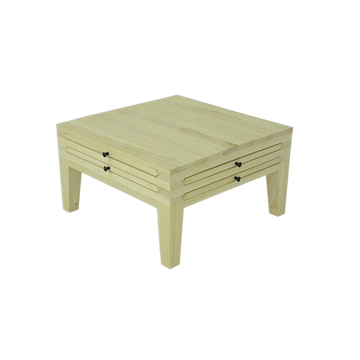 Table basse Hévéa 4 éléments coulissants 70x70x40cm MAORI