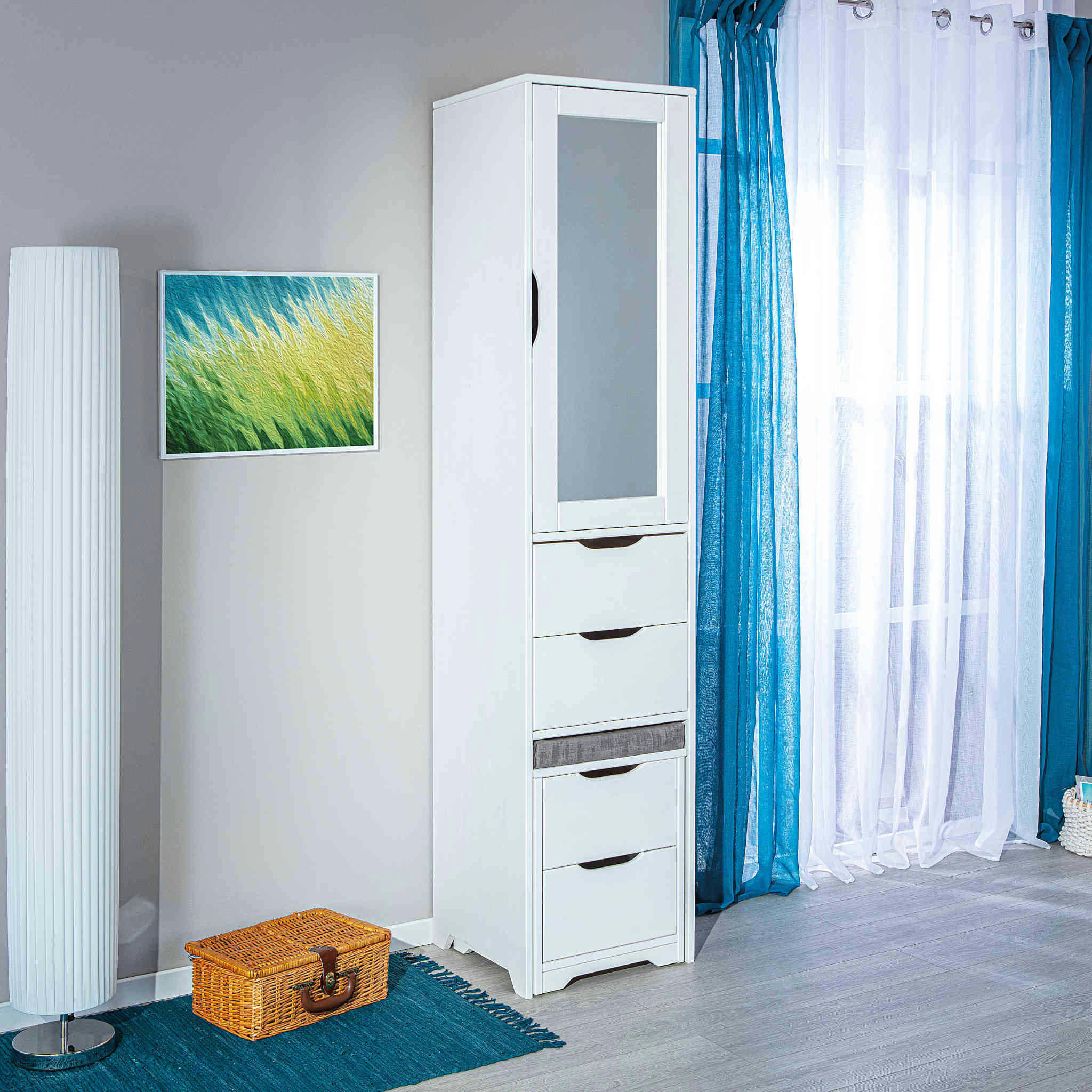 - Armoire 1 porte en pin massif blanc