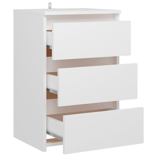 NNEVL Bed Cabinet White 40x35x62.5 cm Chipboard