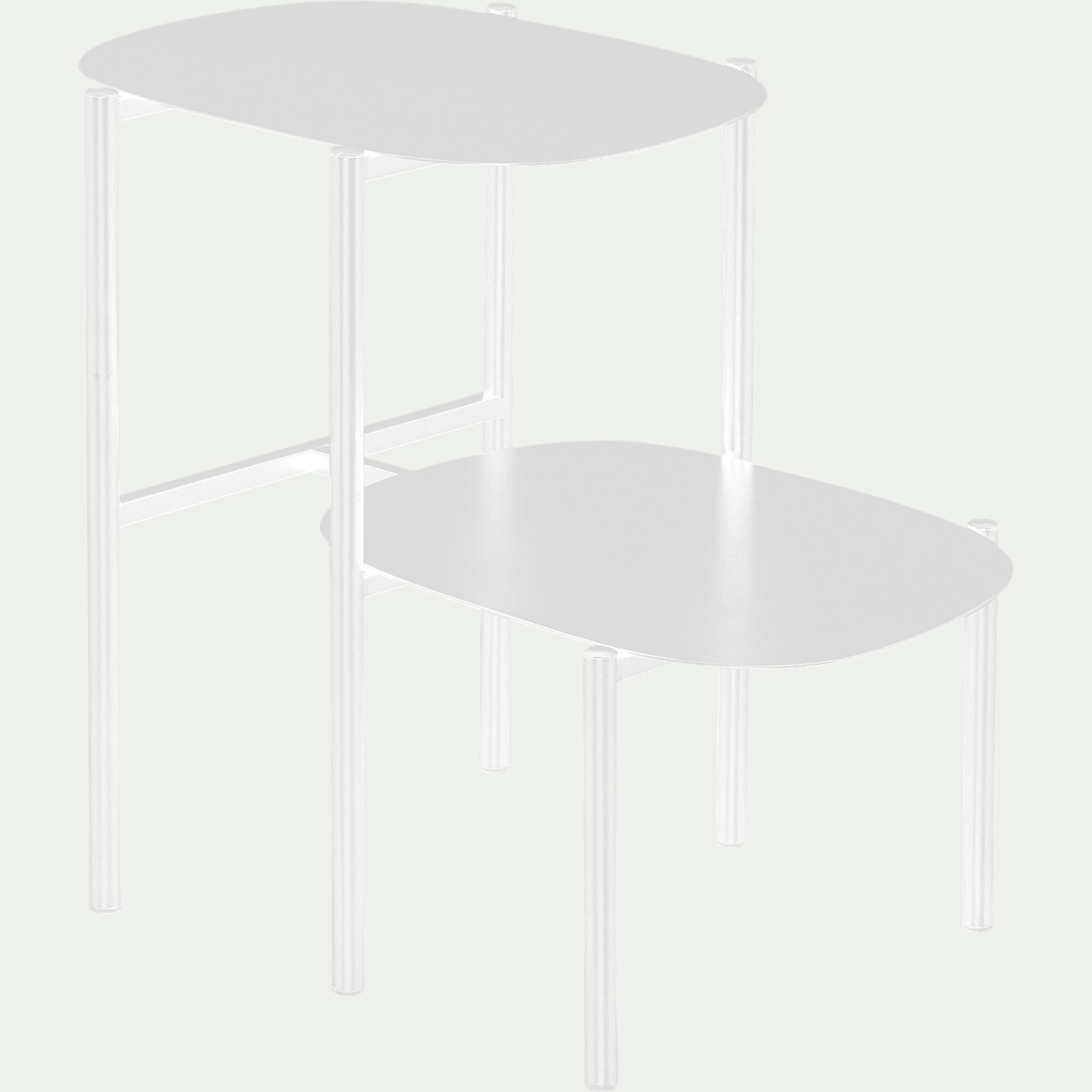 CAROUBE - Bout de canapé double plateau en métal - blanc H50cm