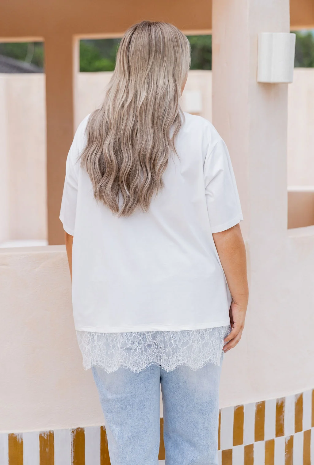 Lola Lace Trim Tee White