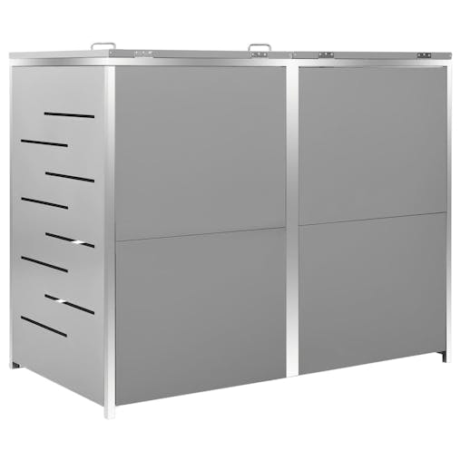 NNEVL Double Wheelie Bin Shed 138x77.5x115.5 cm Stainless Steel