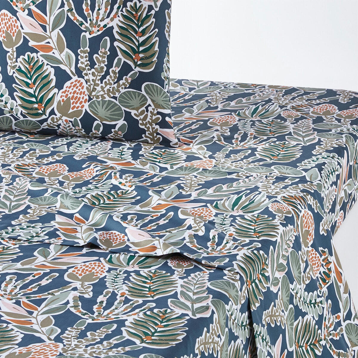 Drap plat percale de coton, Aquajungle