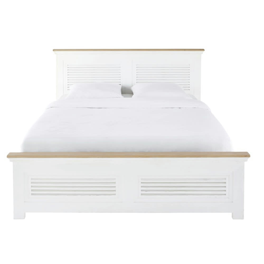 Cezembre - Lit 160x200 en bois de manguier massif blanc