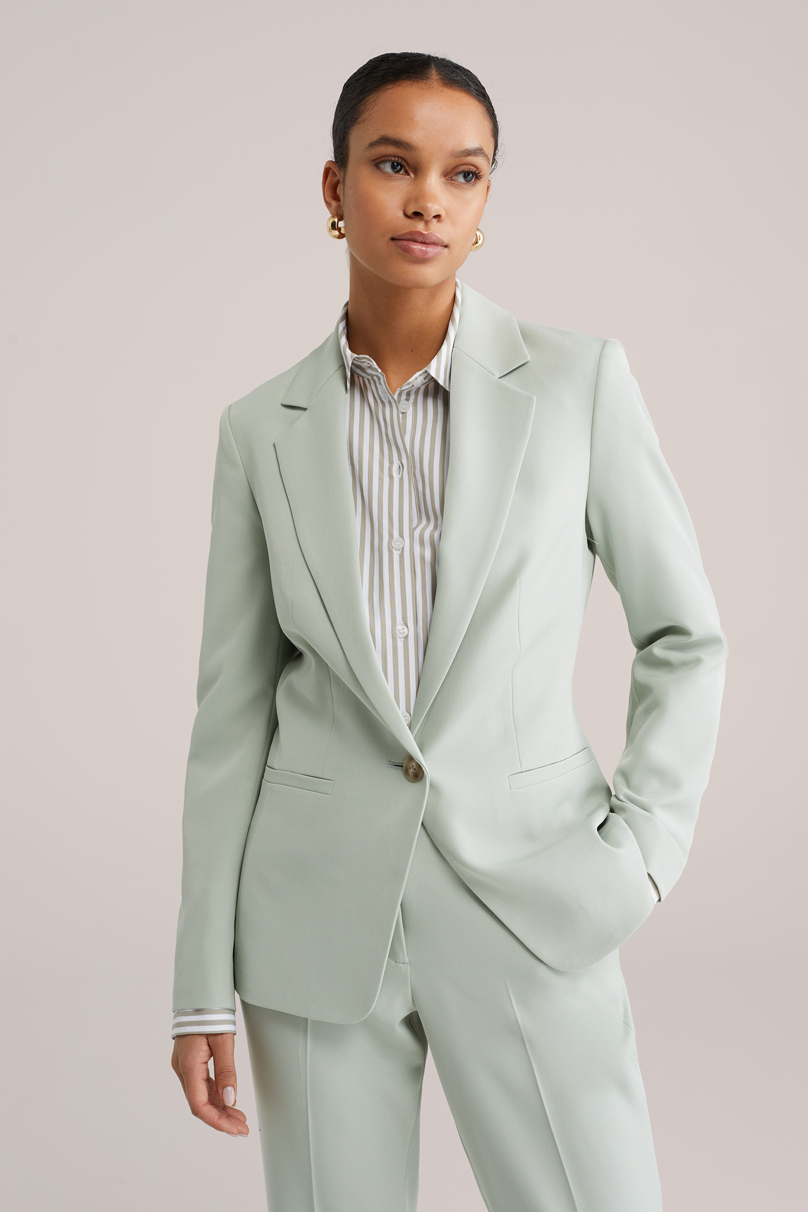 Dames Slim fit blazer en flared pantalon