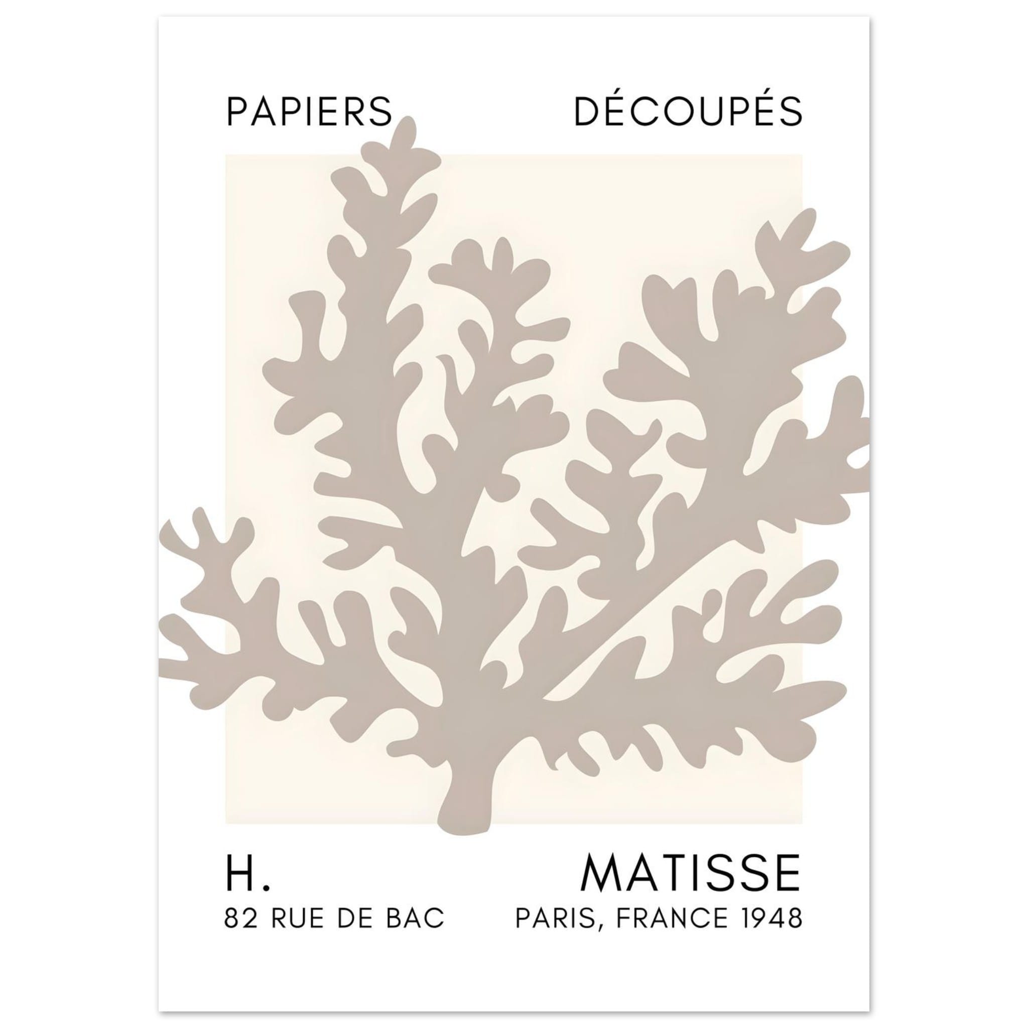 Artfulprints Poster Matisse – Aqua bloom grey  - 50x70 cm - Grijs