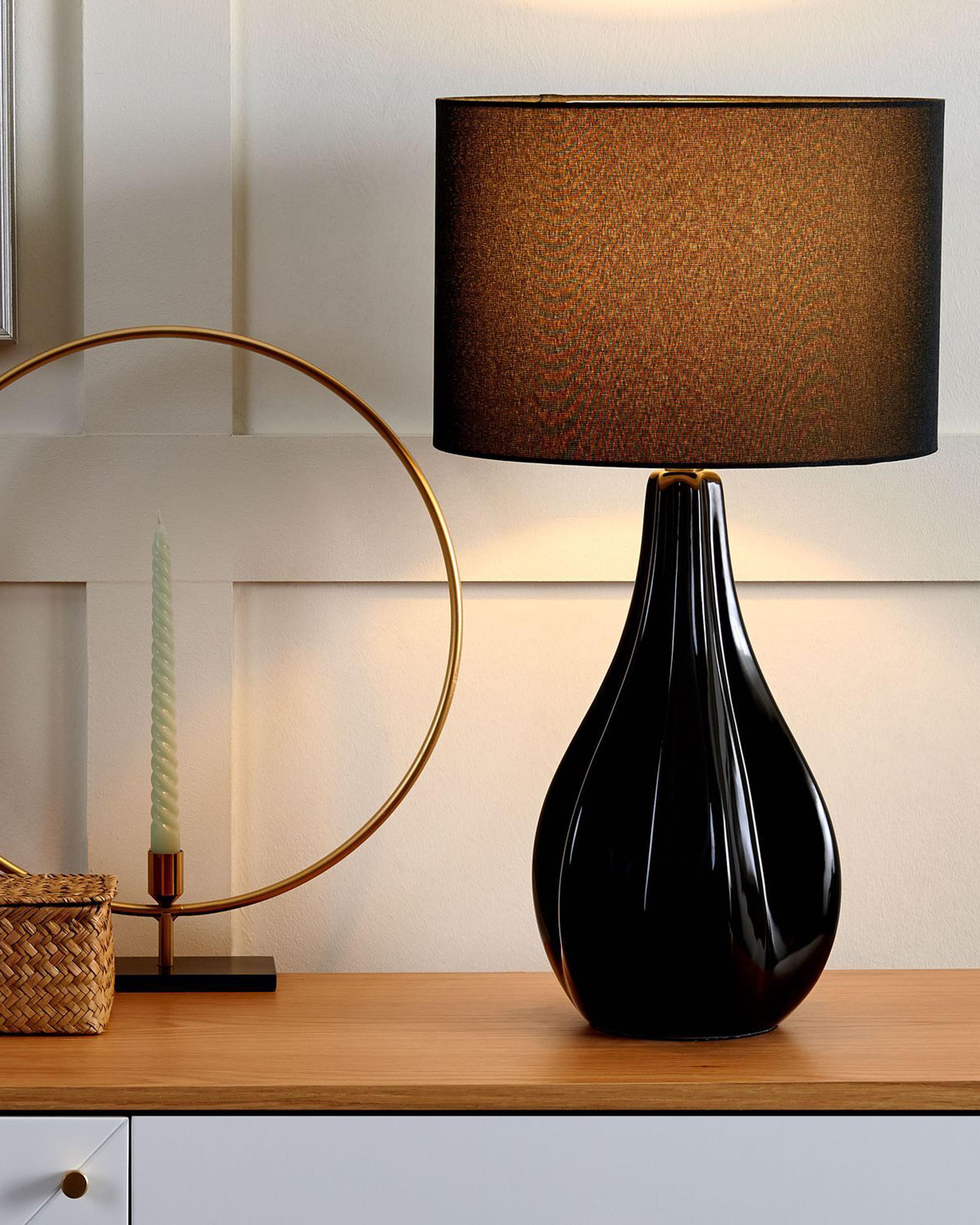 Table Lamp SANTEE Porcelain Black