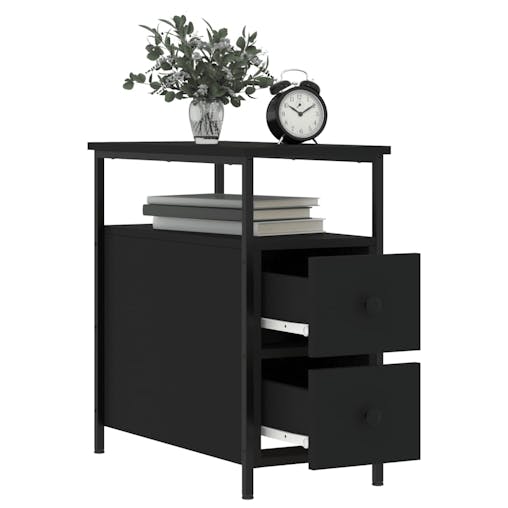 NNEVL Bedside Cabinets 2 pcs Black 30x60x60 cm Engineered Wood