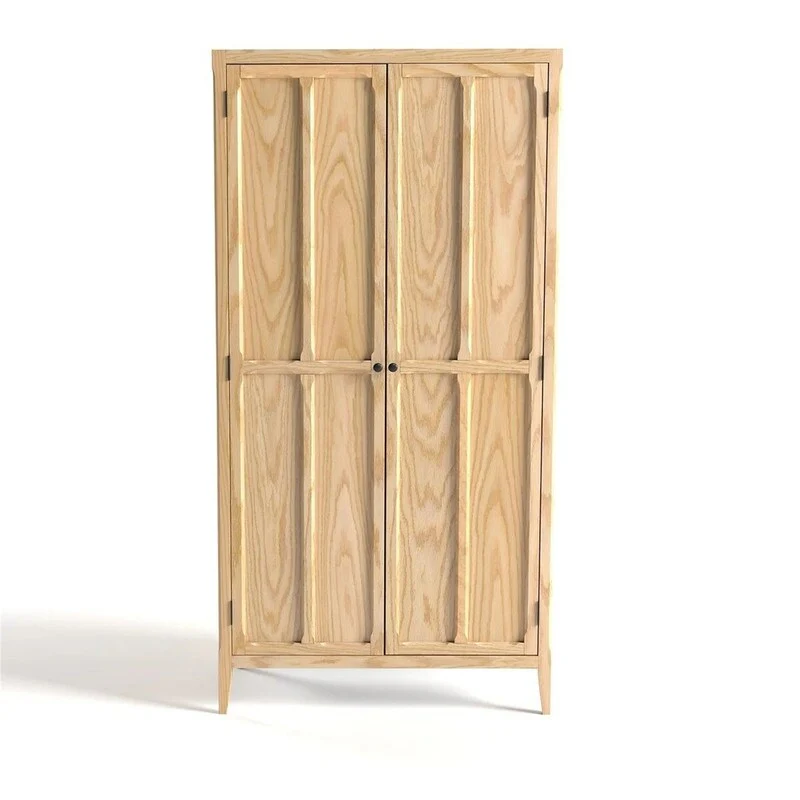 Eugenie Oak Veneer Double Wardrobe with 4 Shelves - 79.2H *39.4W *17.4D