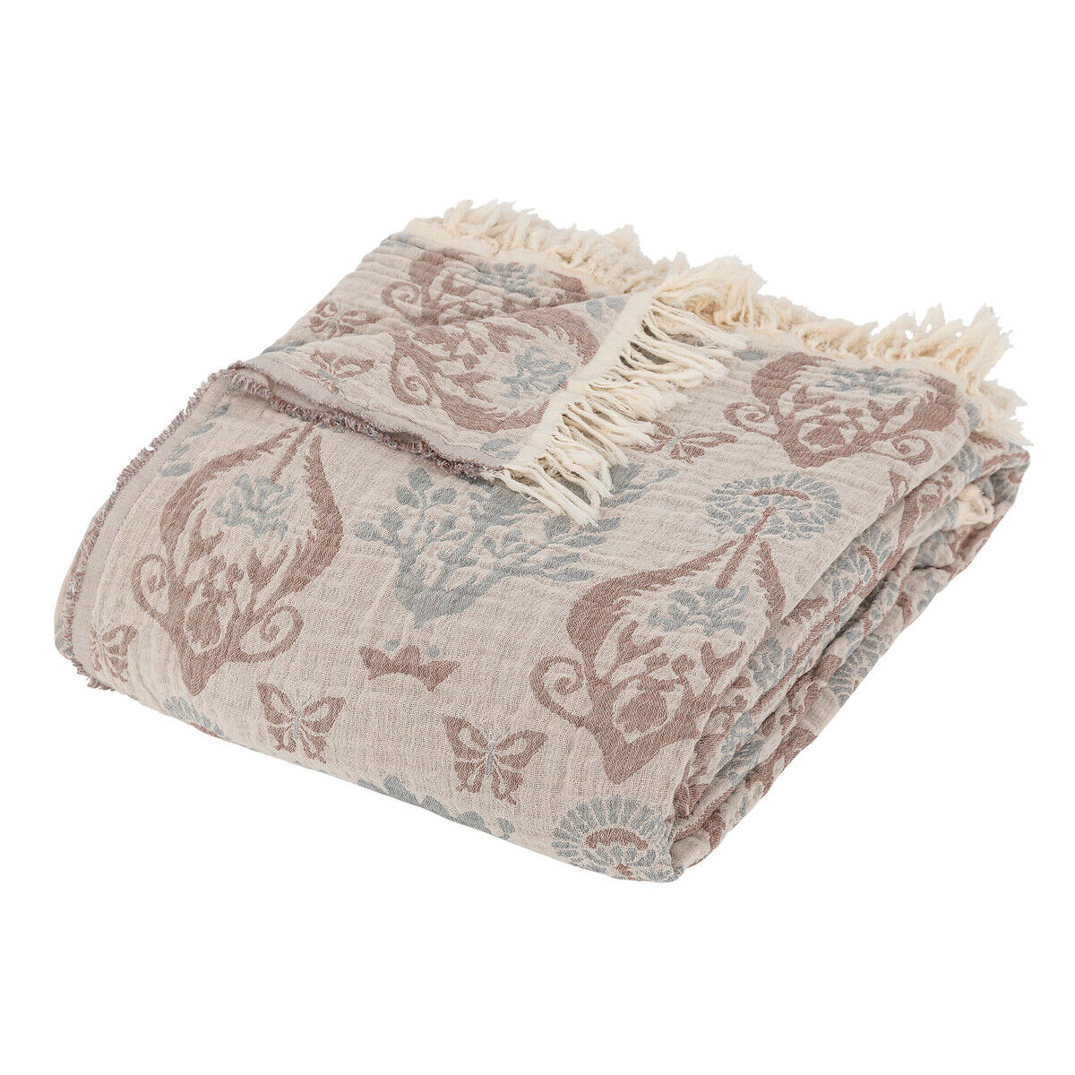 Colcha LITTLE COTTAGE pastel com franjas 240x260cm