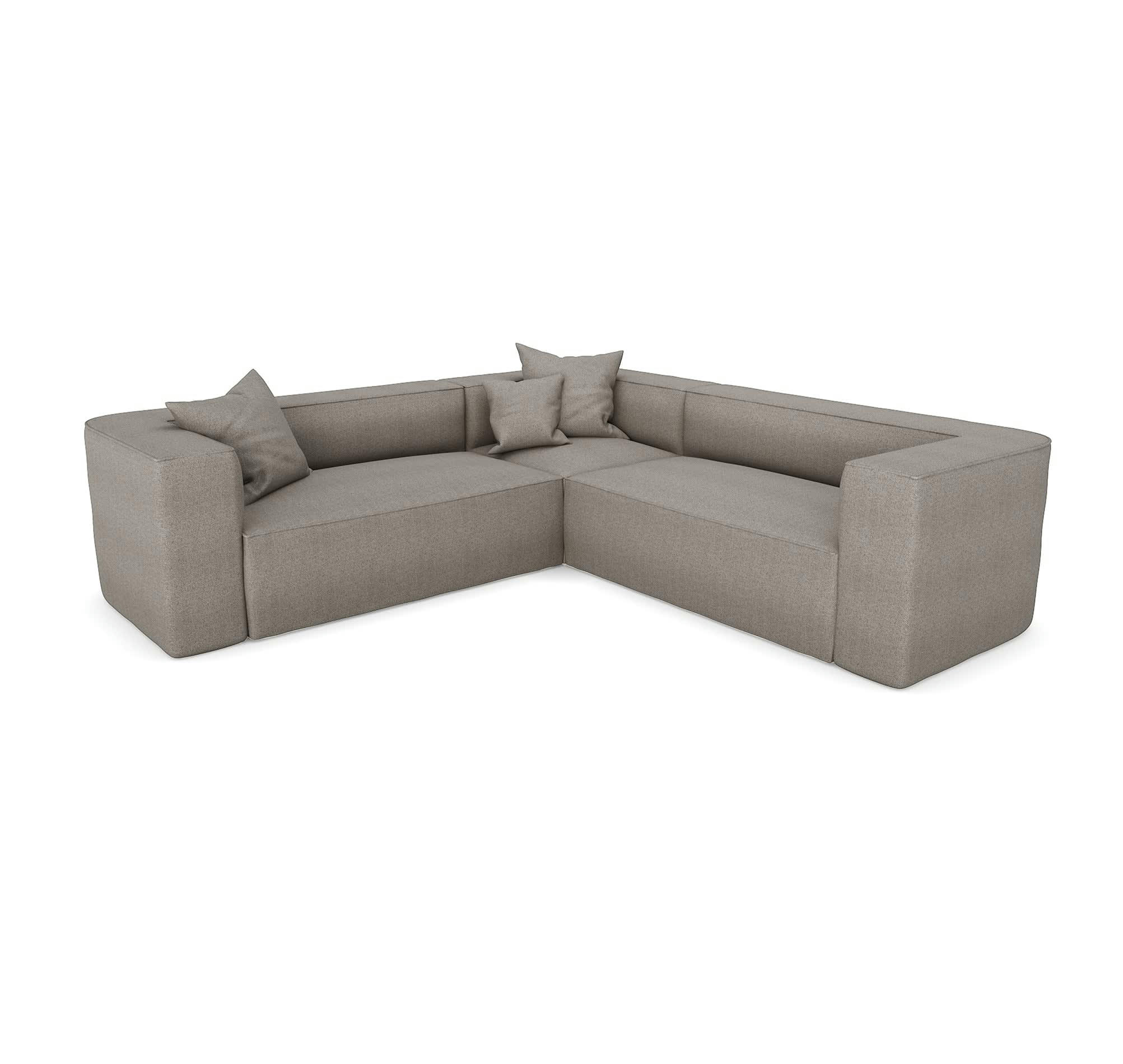 ALMA - Canapé d'angle symétrique tissu tramé taupe