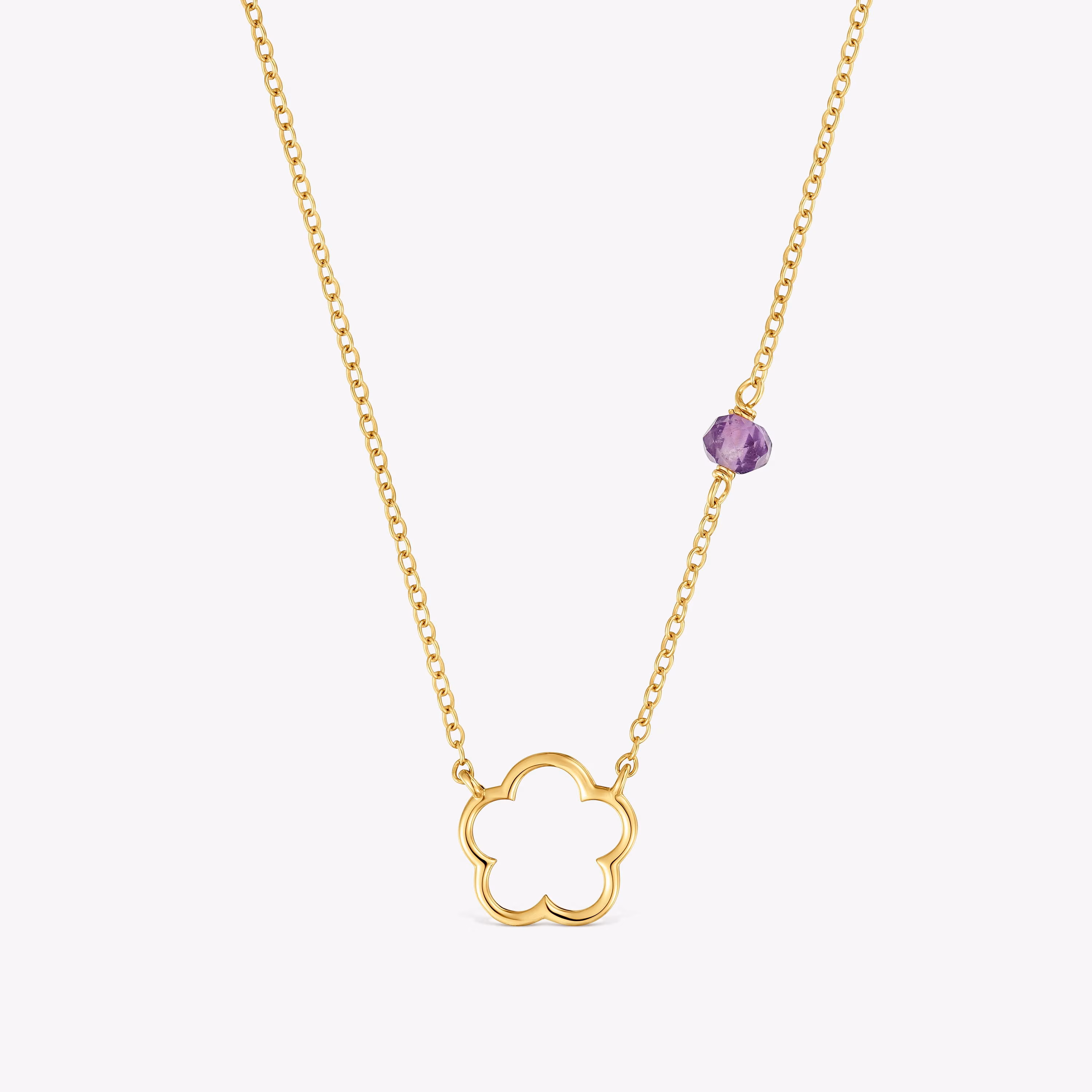 Collar flor de oro 9 kt y amatista Silueta