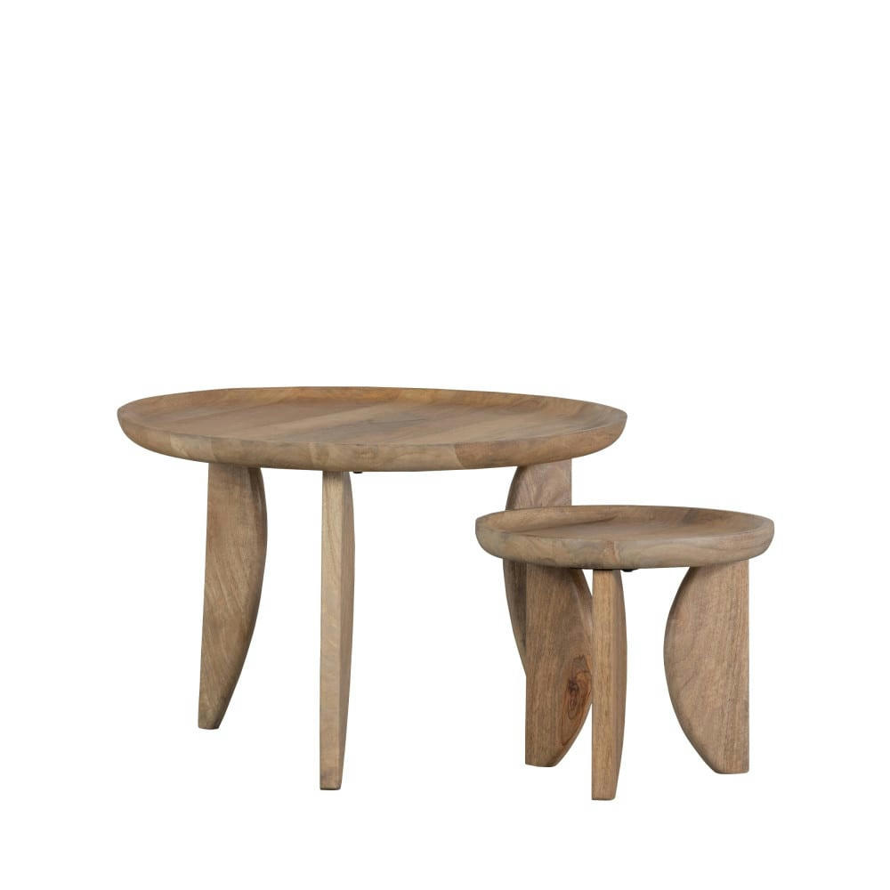 HIGH HEELS - 2 tables basses en bois de manguier D40/D70cm bois clair