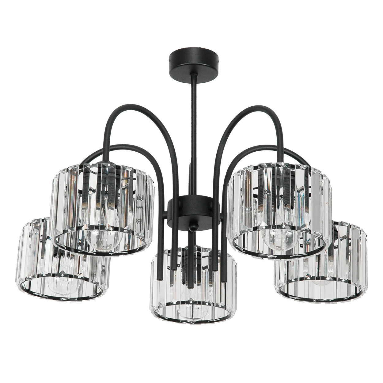 Lampa sufitowa czarna kryształowa do kuchni EDYLIT 5xE27 HOSE 15-110