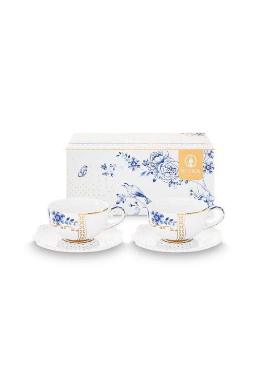 Pip Studio Kop en Schotel - Royal - Wit - 125ml - Set van 2