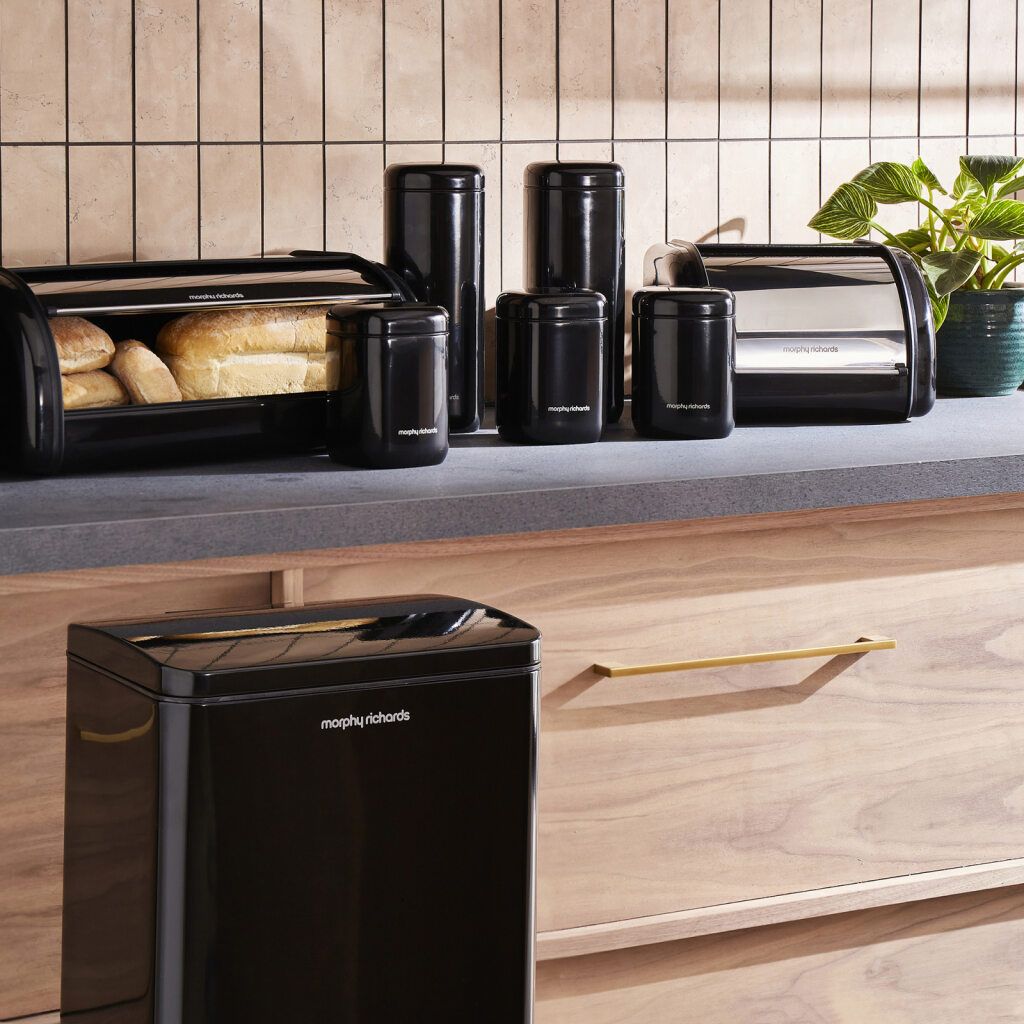 Morphy Richards Black Large Bread Bin & Cannisters Small Bundle
