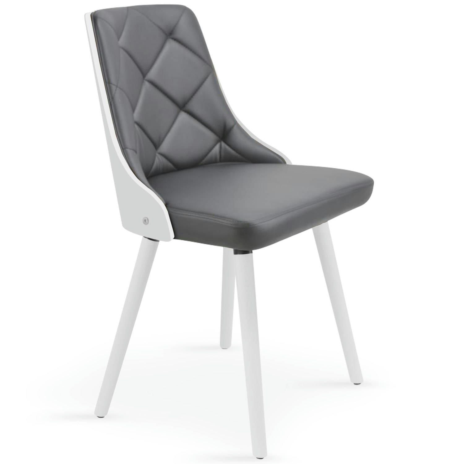 LALIX - Lot de 2 chaises scandinaves blanc & gris