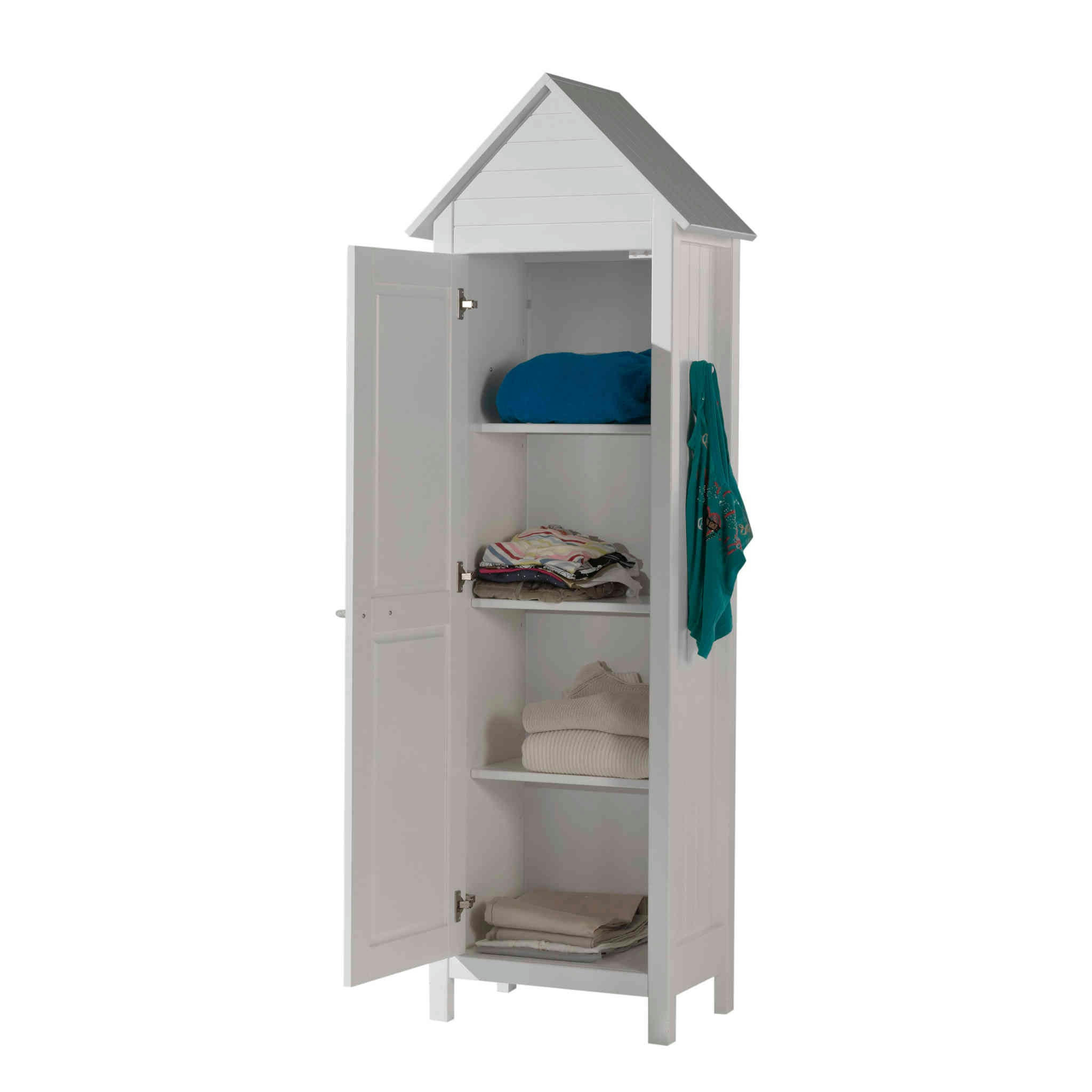- Armoire cabane 1 porte en bois blanc 192cm