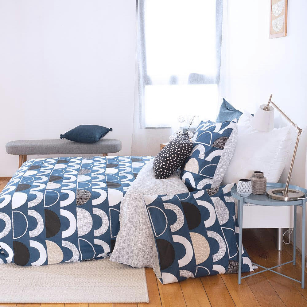 BERLIOZ - Housse de couette 220x240 + 2 taies 100% coton 57 fils