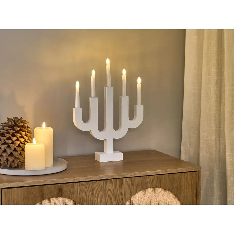 BJORKAN - LED kandelaar - Wit - MDF