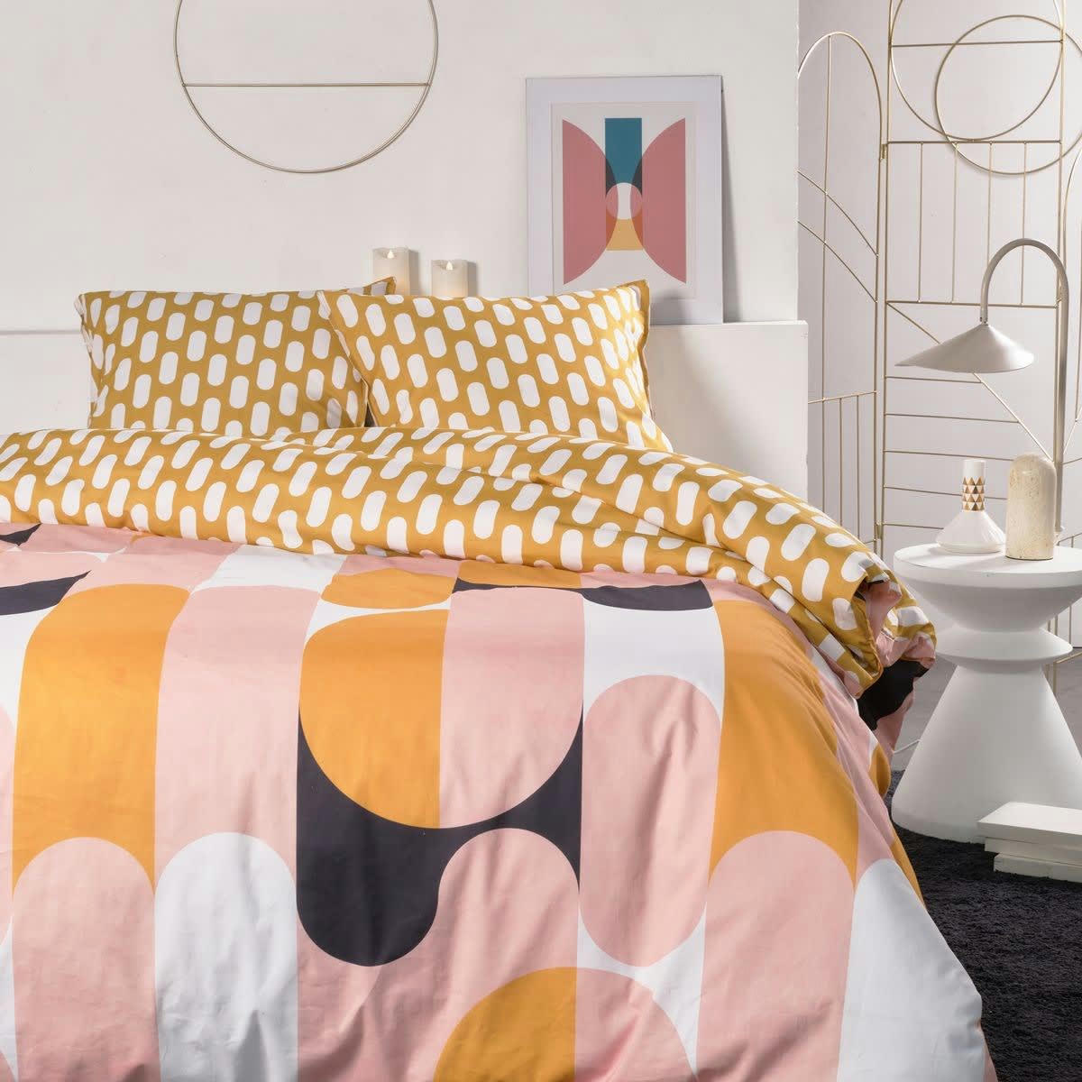 SUNSHINE EVA - Parure de lit imprimé en coton jaune 220x240