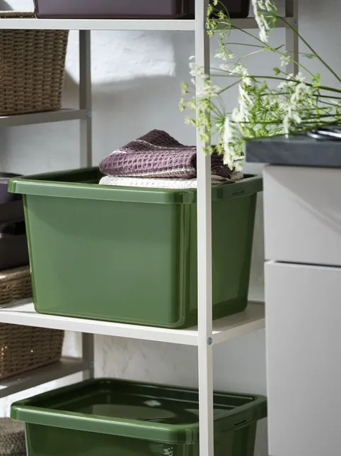 Opbevaringsboks BASIC BOX 15L m/låg grøn