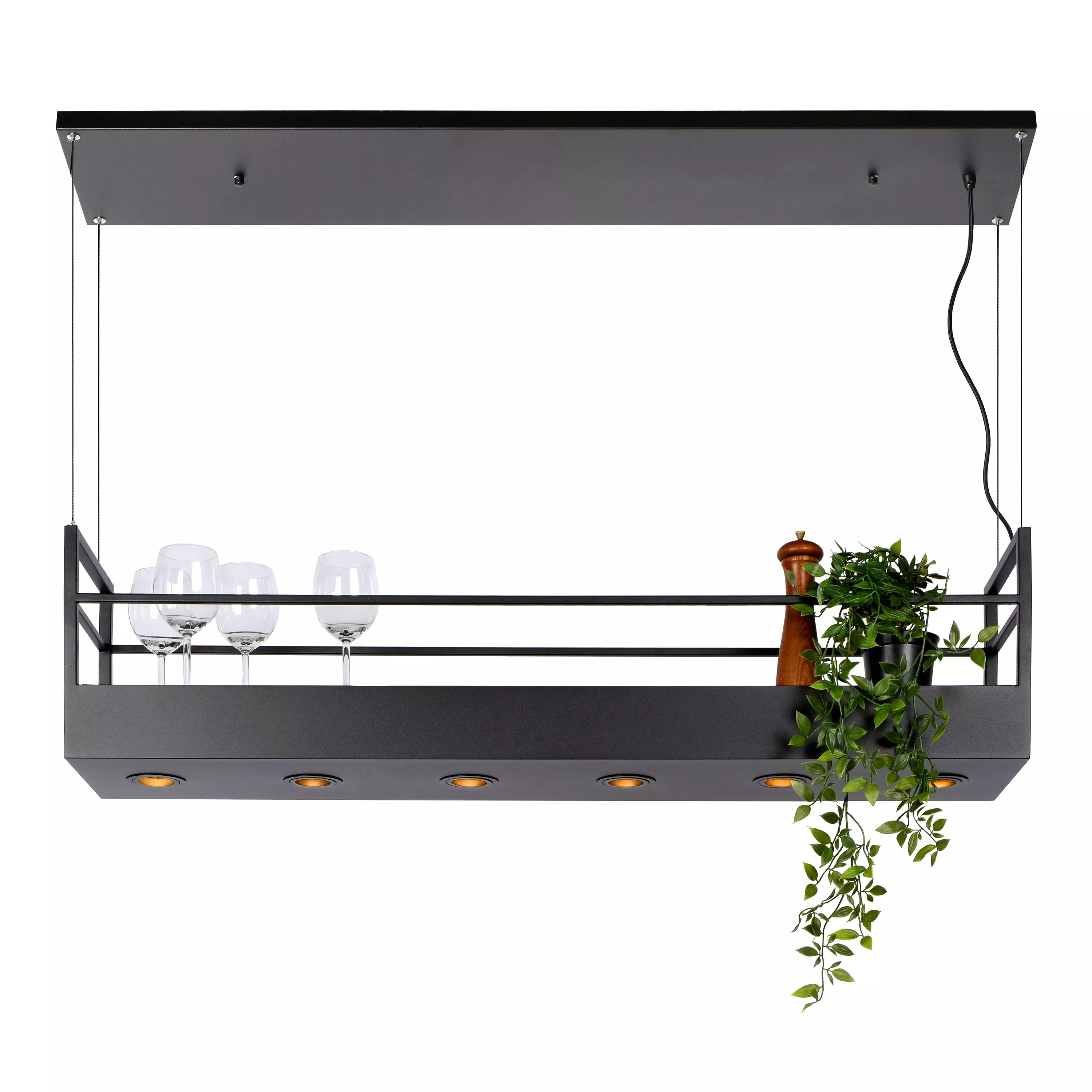 Lampa wisząca czarna MIRAVELLE 6xGU10x40W wym: 160x112x22 cm Lucide