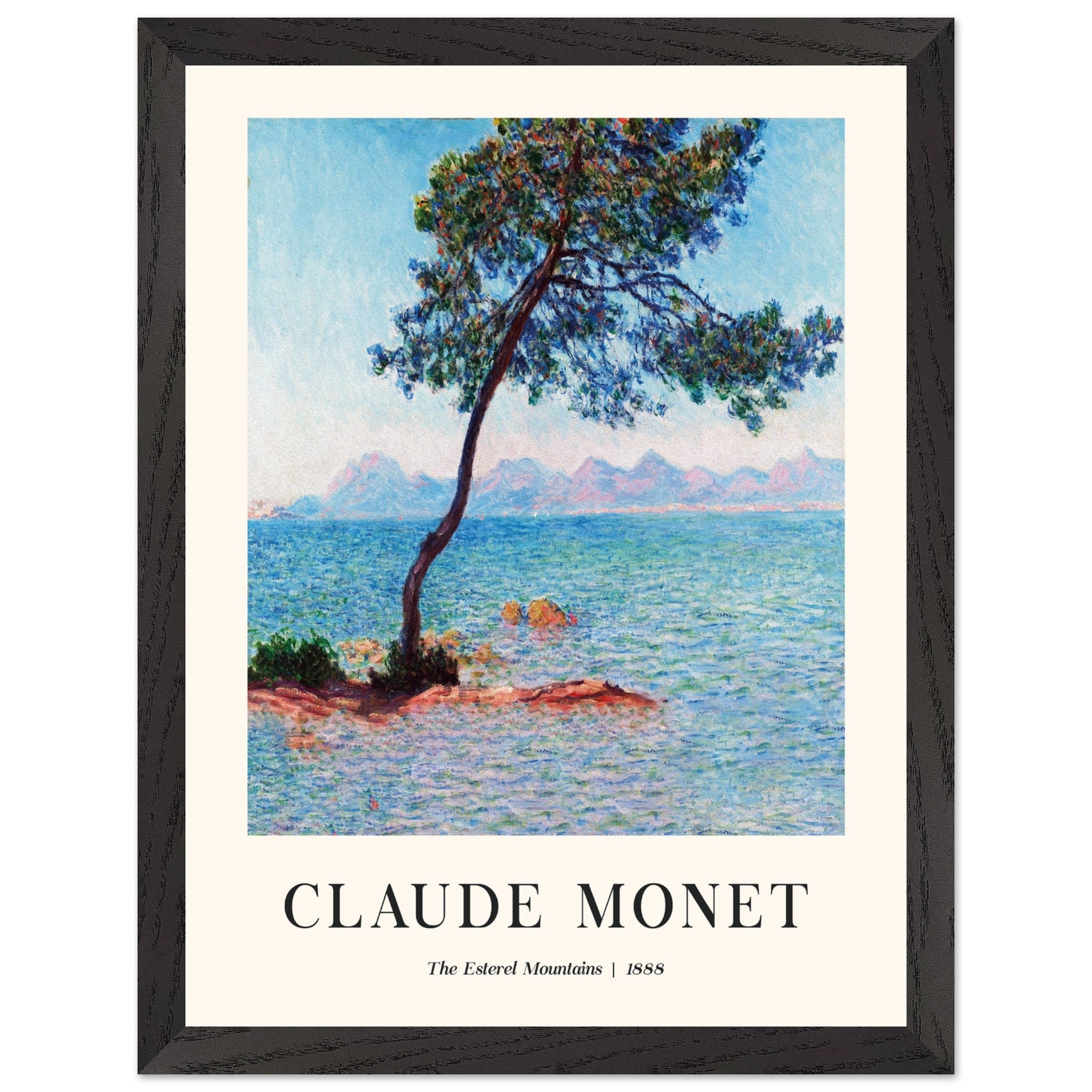Artfulprints Poster met Lijst Claude Monet - The Esterel Mountains  - 30x40 cm - Turquoise