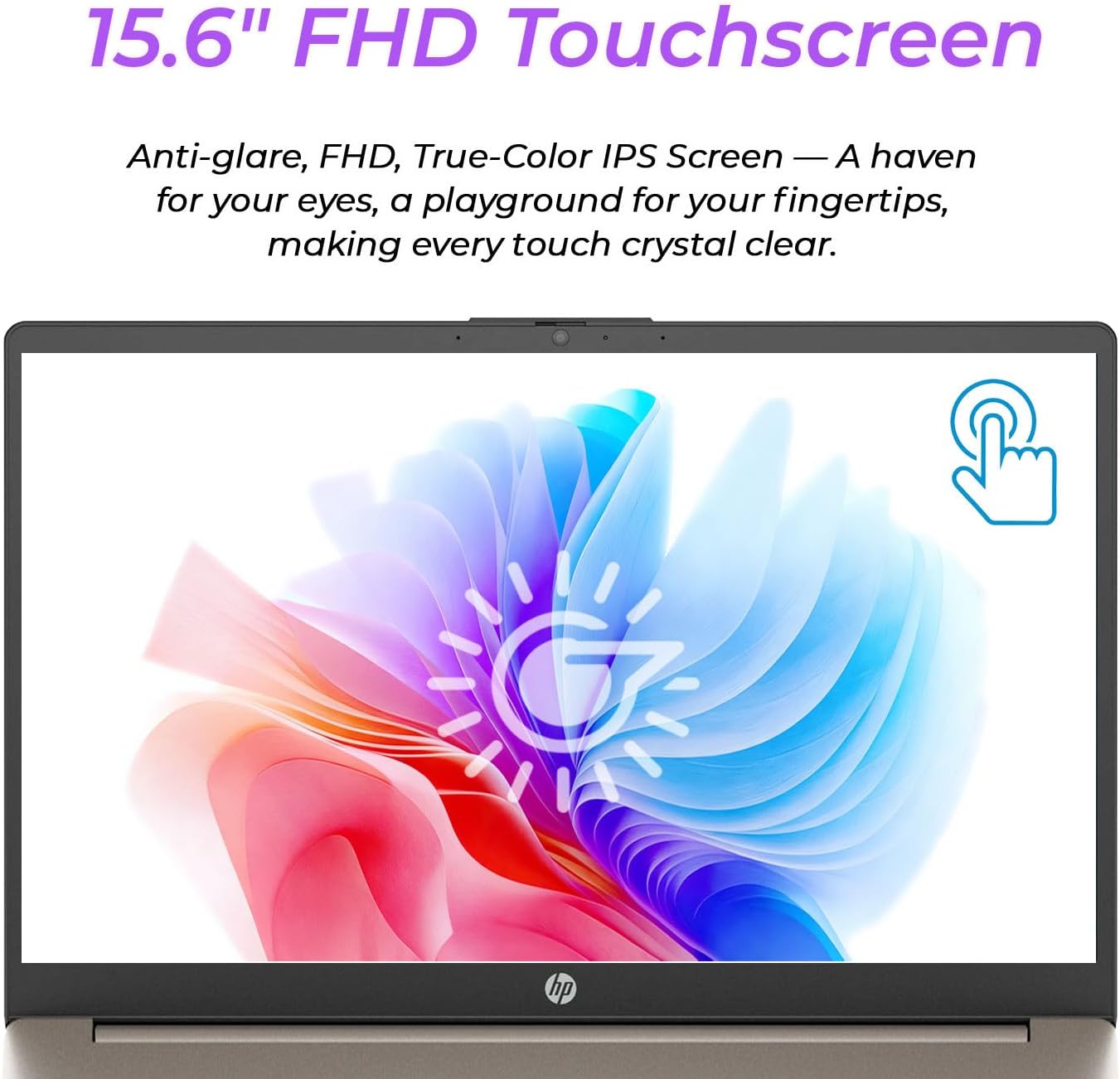 HP Touchscreen 15.6 FHD Business Laptop Computer | 2026 Edition | AMD Ryzen 5 (Up to 4.3GHz) | 8GB DDR5 RAM  256GB PCIe SSD | AI Copilot Key | Windows 11 with Office 365 for The Web • w/o Mouse
