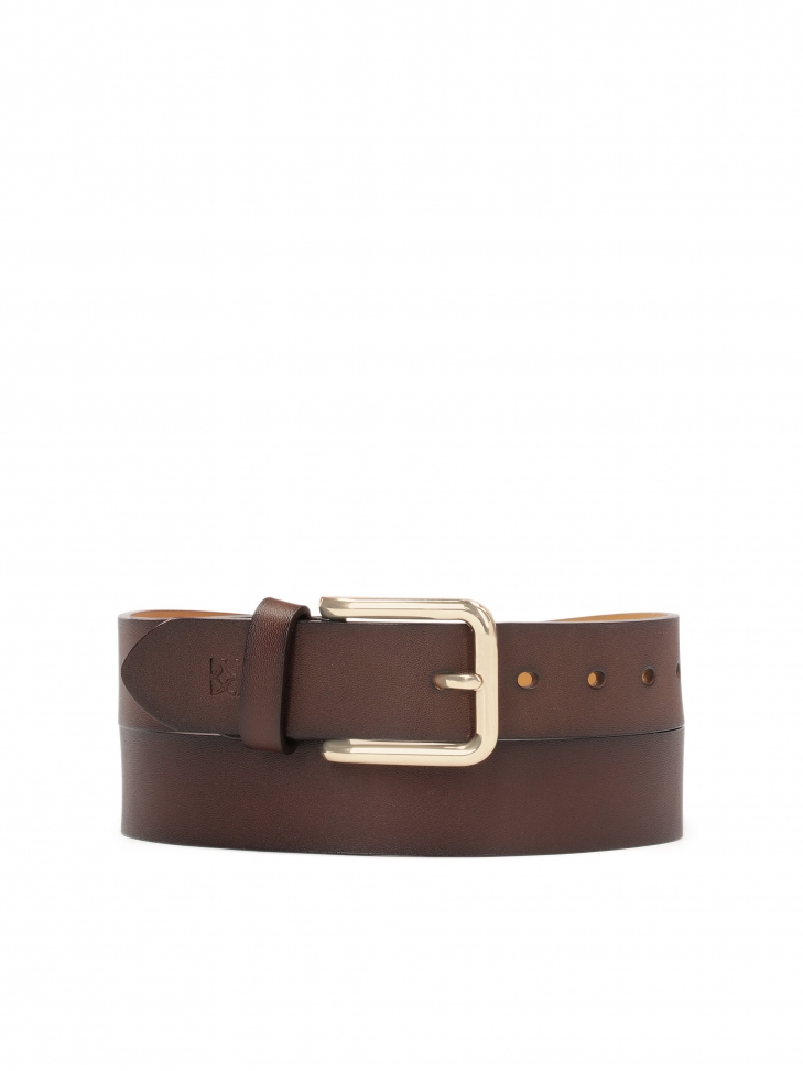Dark brown smooth leather belt