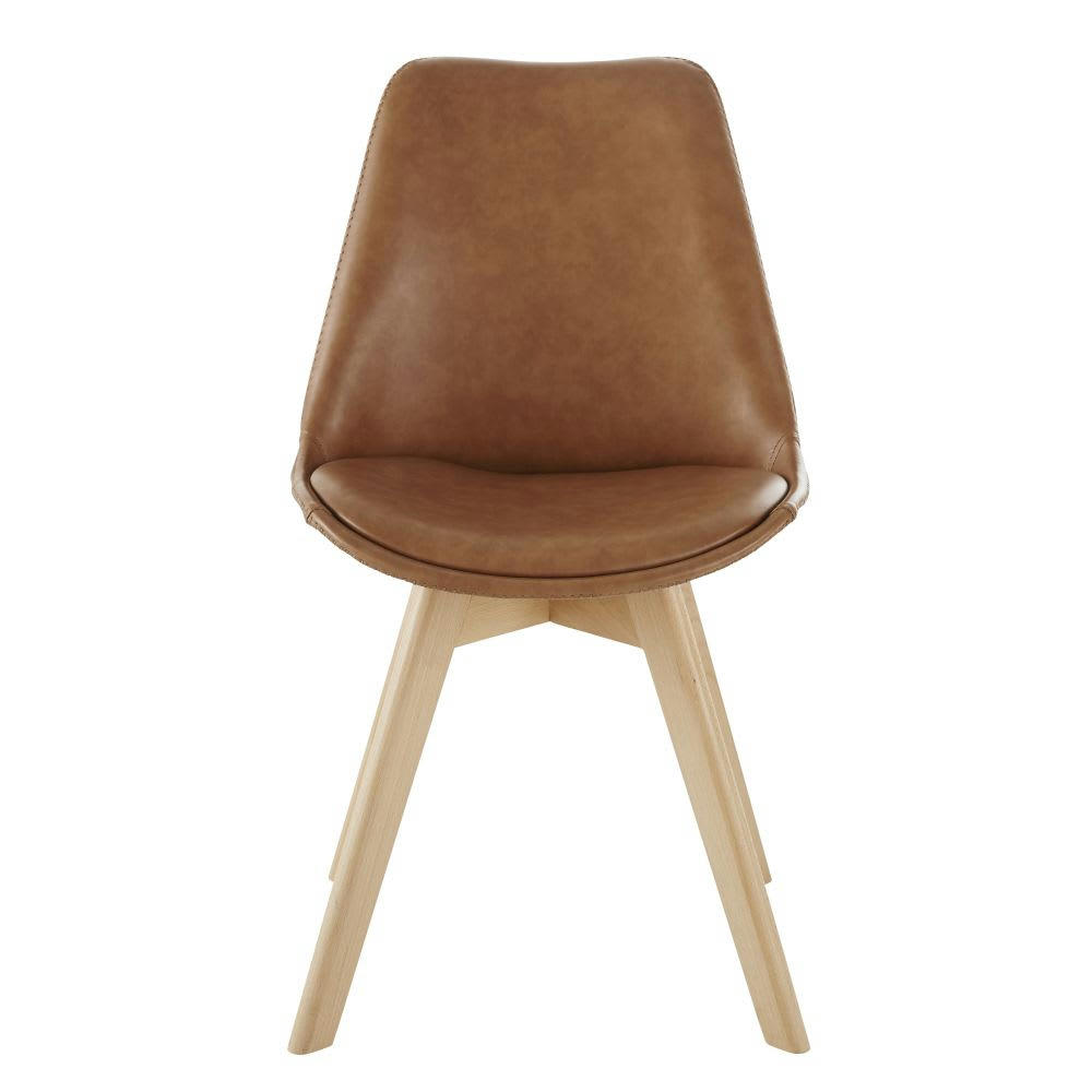 Ice - Chaise marron effet vieilli et hêtre