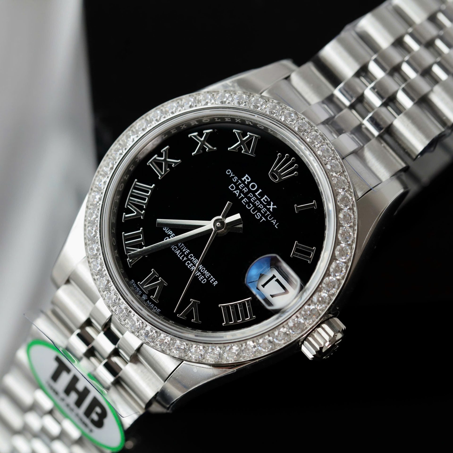 Rolex Datejust 316L Steel Black Dial With Diamonds 31mm Jub THBF Replica