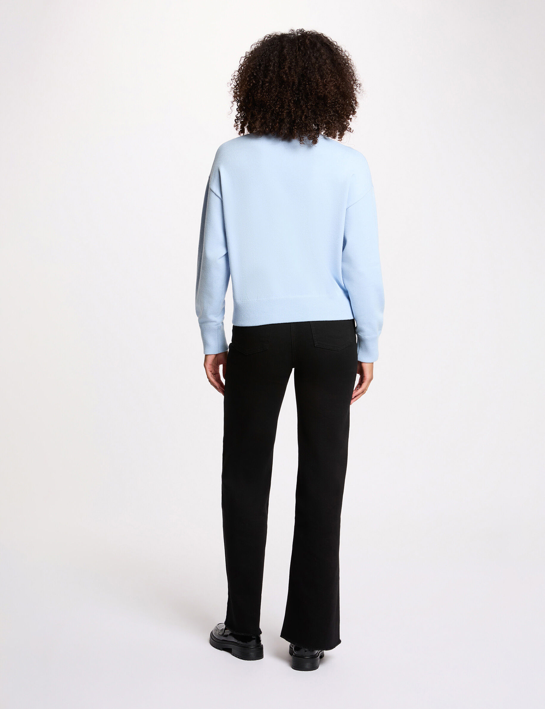 Thick Sweater With Round Neck Sky Blue Women
