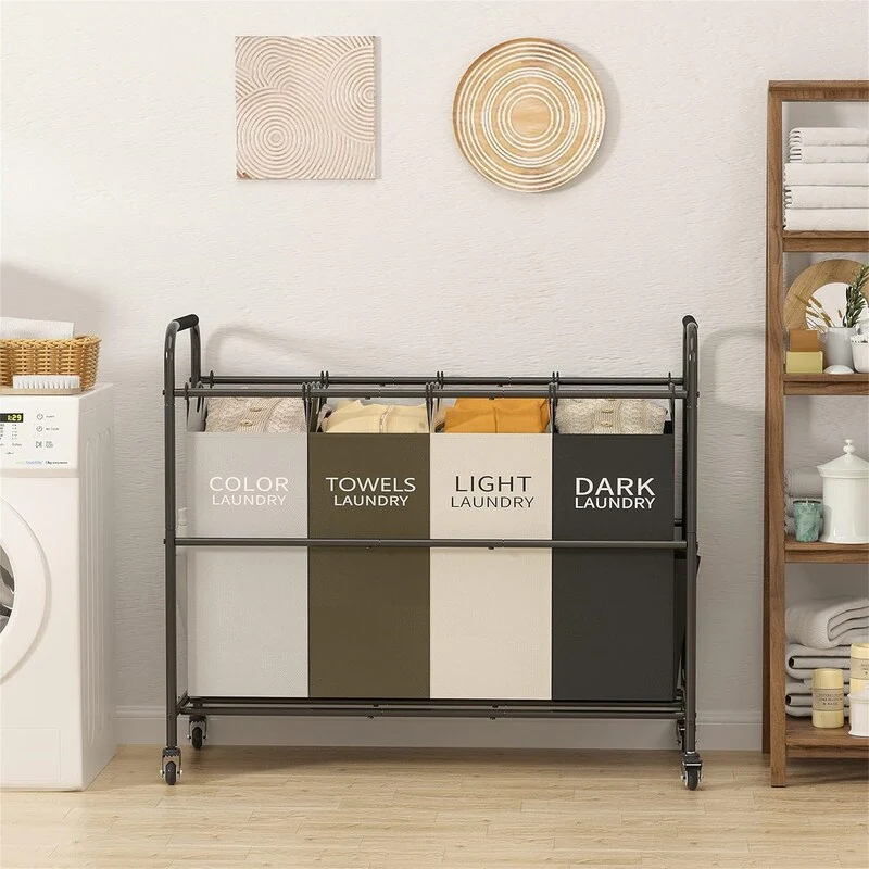 4 Bag Laundry Sorter Cart - 37L x 15W x 32H
