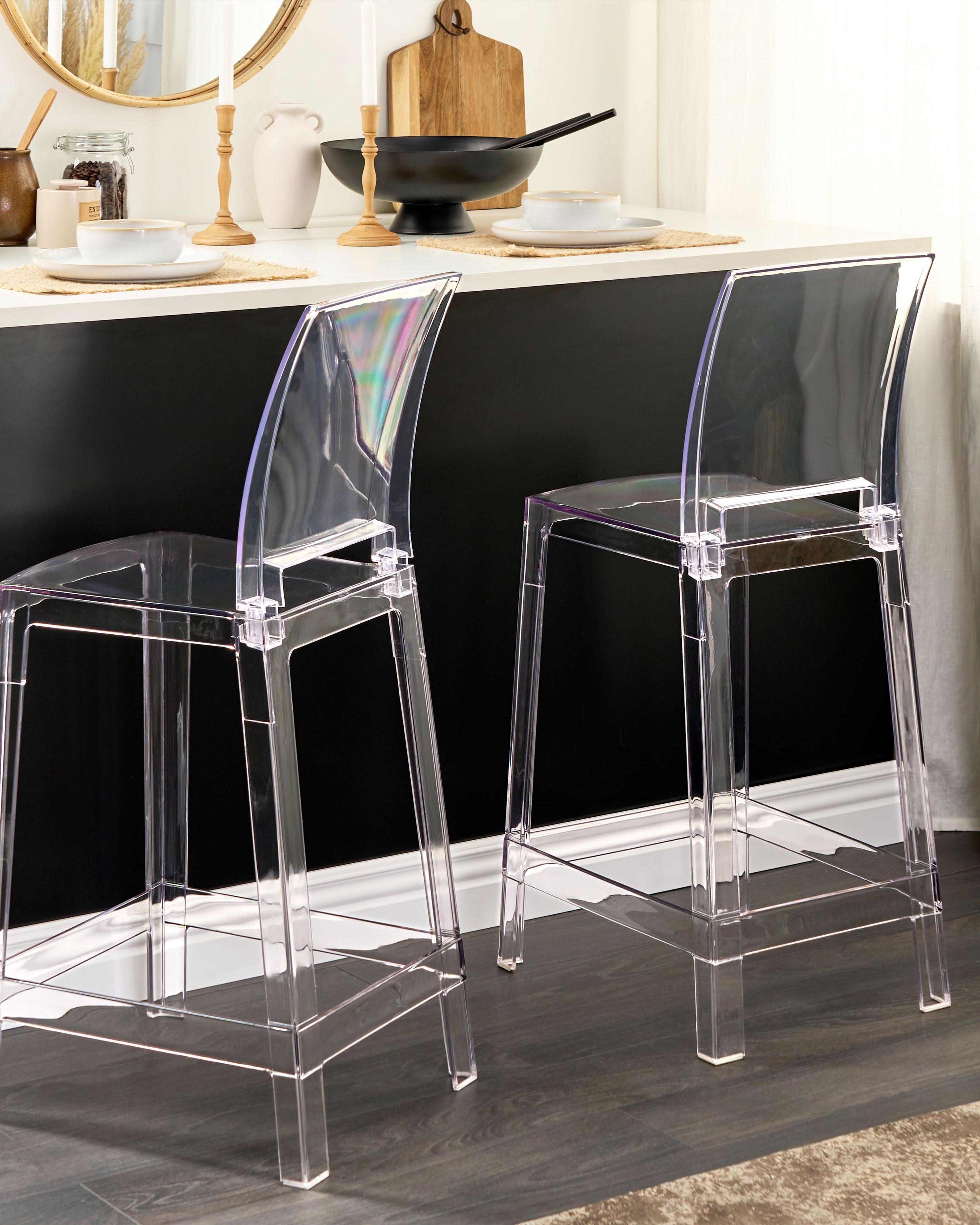 Set of 2 Bar Chairs WELLINGTON Transparent
