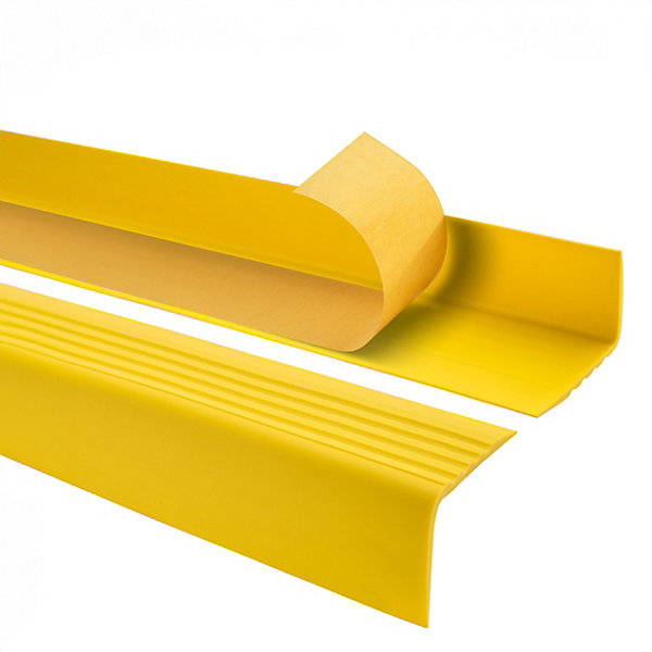 Nez de marche PVC 50x50mm, QUEST, SST, profilé d'escalier RGP-O, auto-adhésif, antidérapant, d'escalier-protection, jaune, 2m