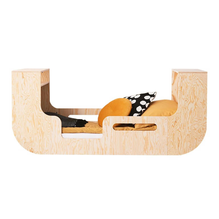 TIANA - Lit 90x200 entrée gauche sommier inclus naturel