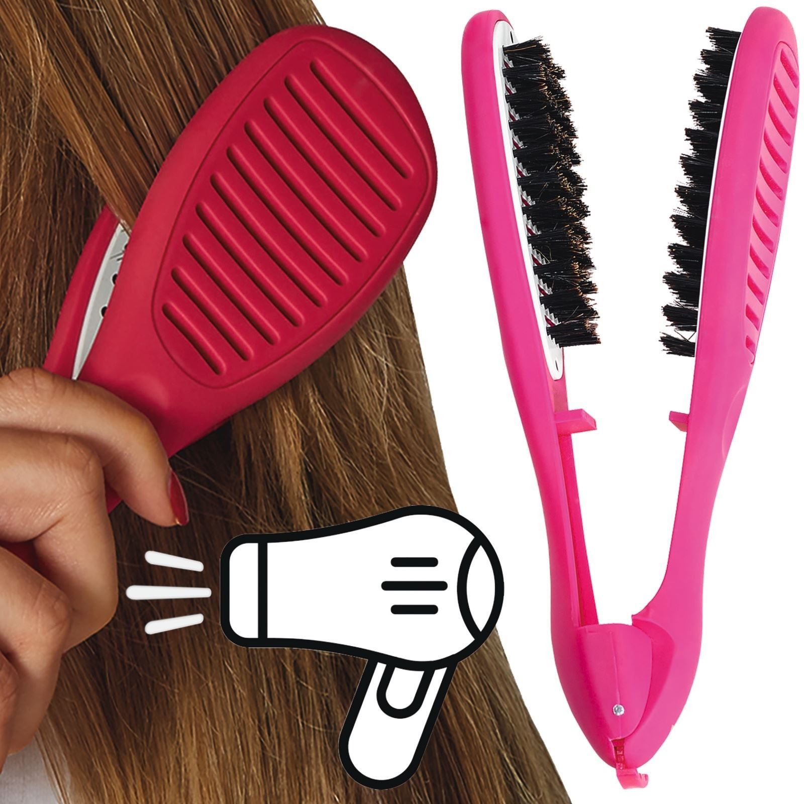 mysmartbuy Straightening Hairbrush with Heat-Conducting Ceramic Plates - L23cm