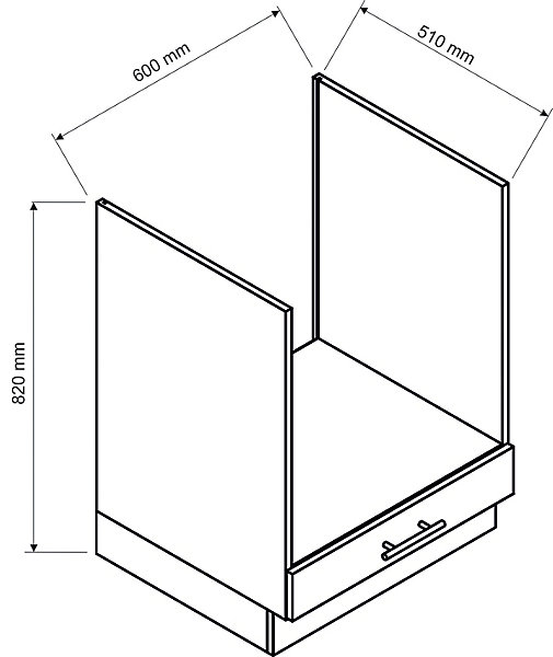 Meuble bas de cuisine pour four avec 1 tiroir coloris blanc-longueur 60 x profondeur 51 x hauteur 82 cm