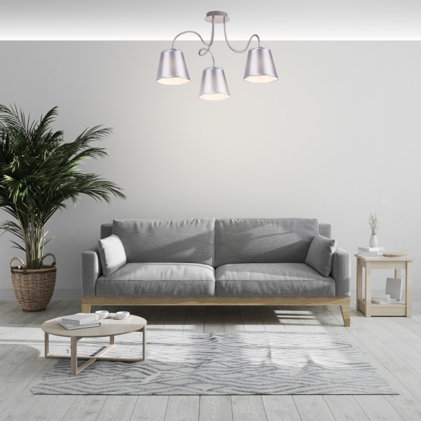 Lampa sufitowa chromowana srebrna LUK 3xE14x40W wym: 36x60x60 cm Candellux