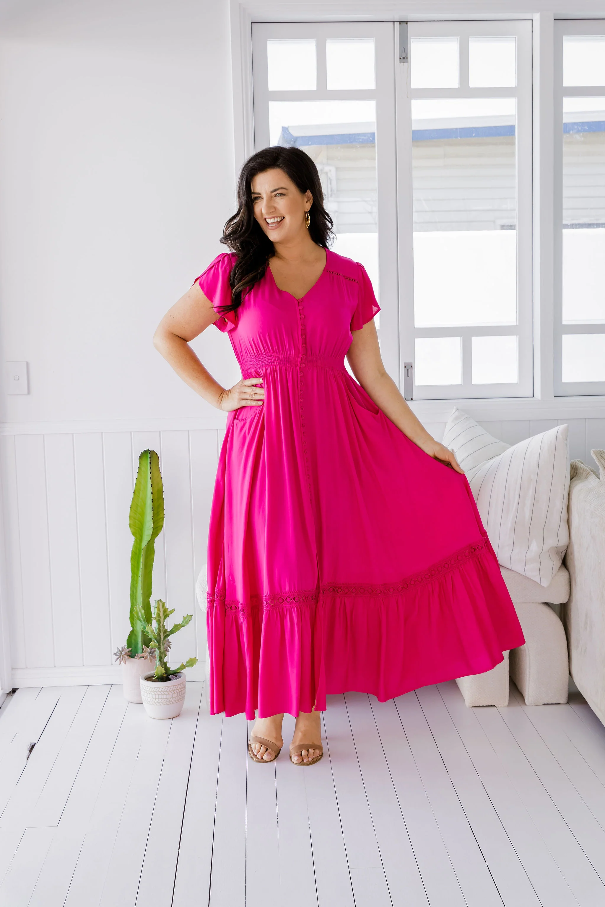 Shayla Maxi Dress in Fuchsia