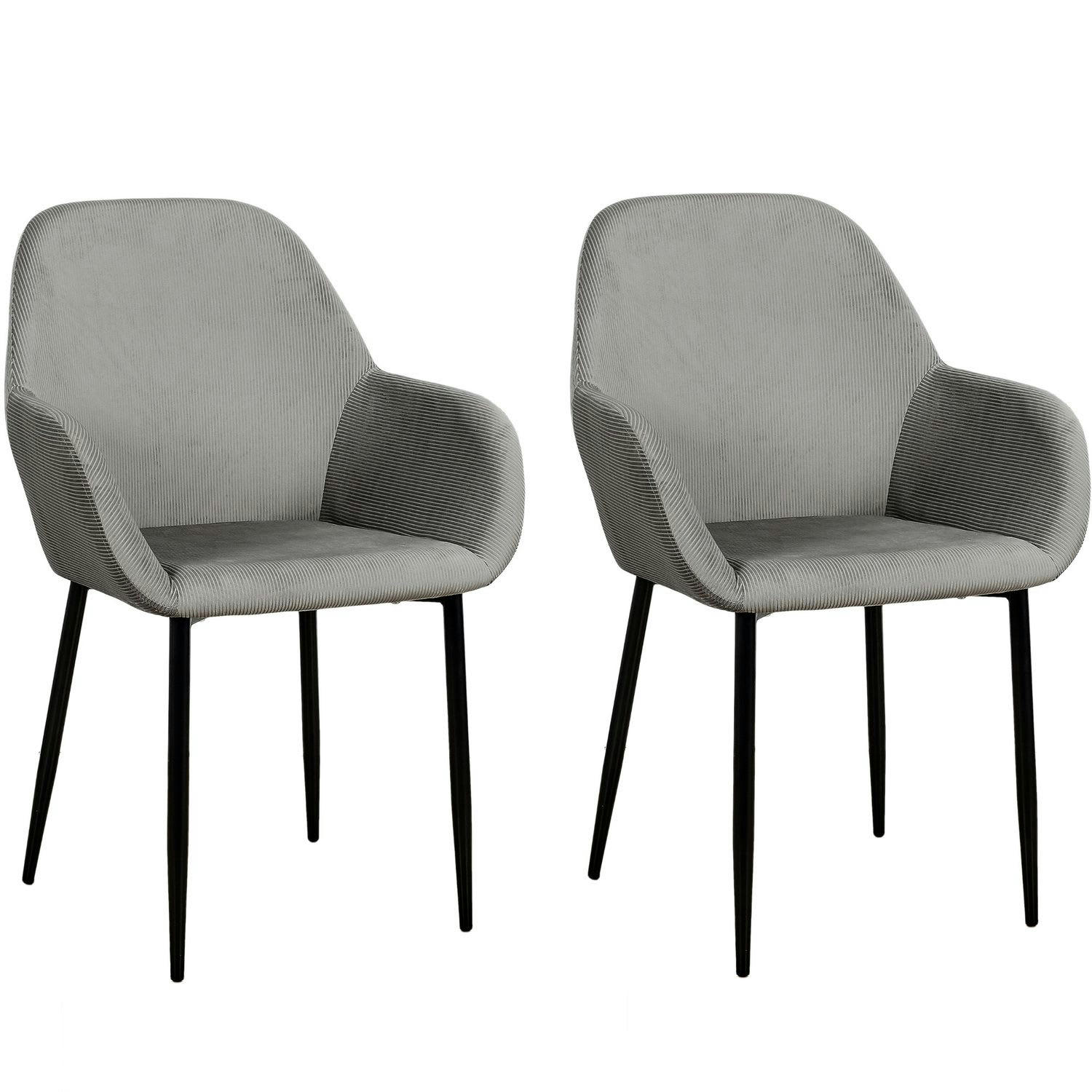 GIULIA - 2 fauteuils de table design velours gris foncé