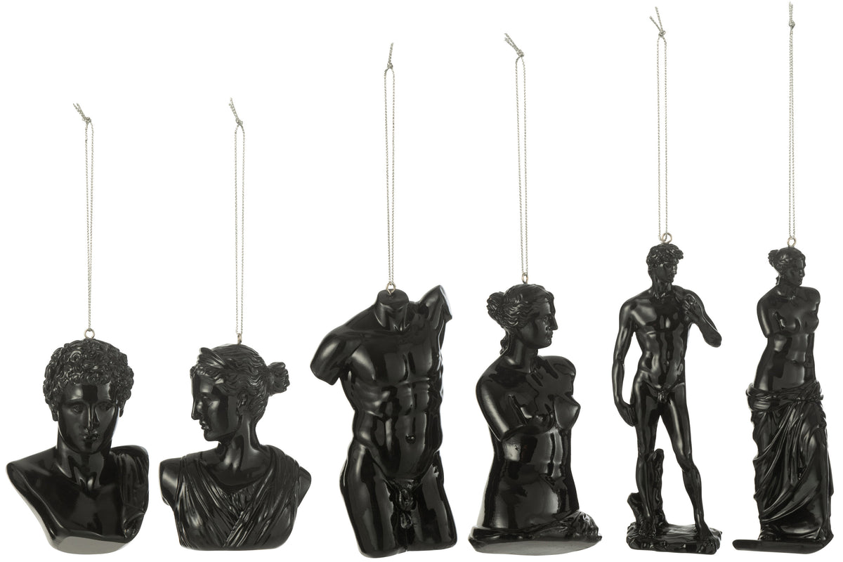 J-Line hanger Romeinse Beelden - polyresin - zwart - doos van 6